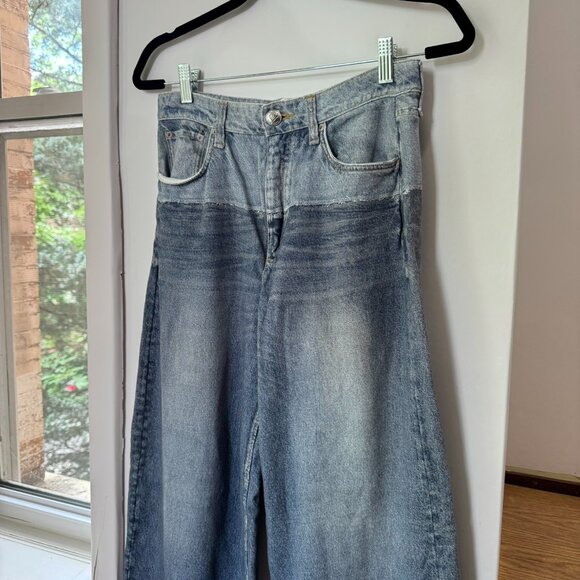 Rag & Bone Miramar Terry Sofie Wide Leg Pant Sweatpant Jeans in Antonia Blue 27 - Picture 6 of 12